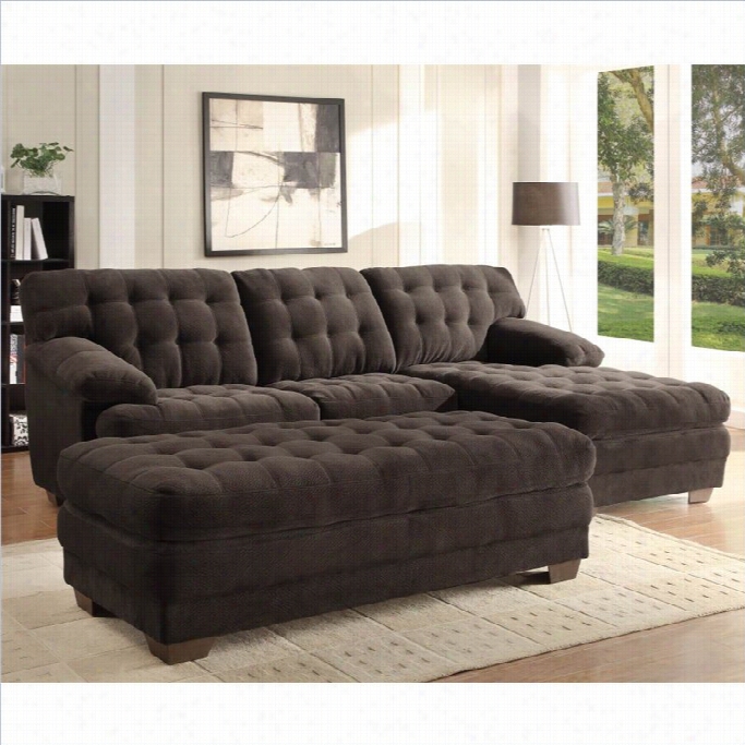 Trent Home Brooks Oversized Tufted 3 Piece Sectional In Chocolate