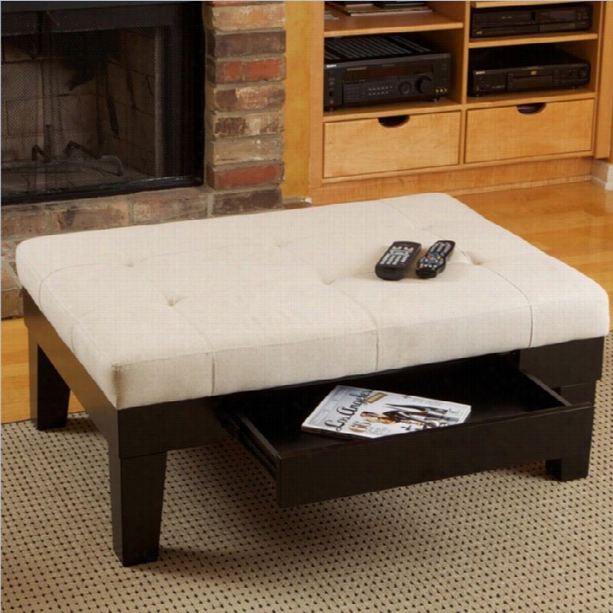 Trentt Home Gotham Storage Ottoman In Ibory