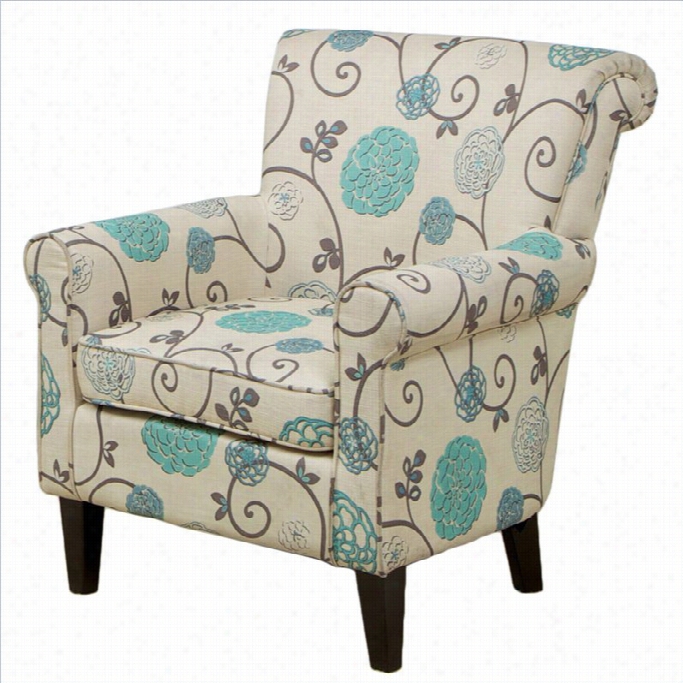 Trnet Home Roccco Upholstered C Lub Chair In White Floral Pattern