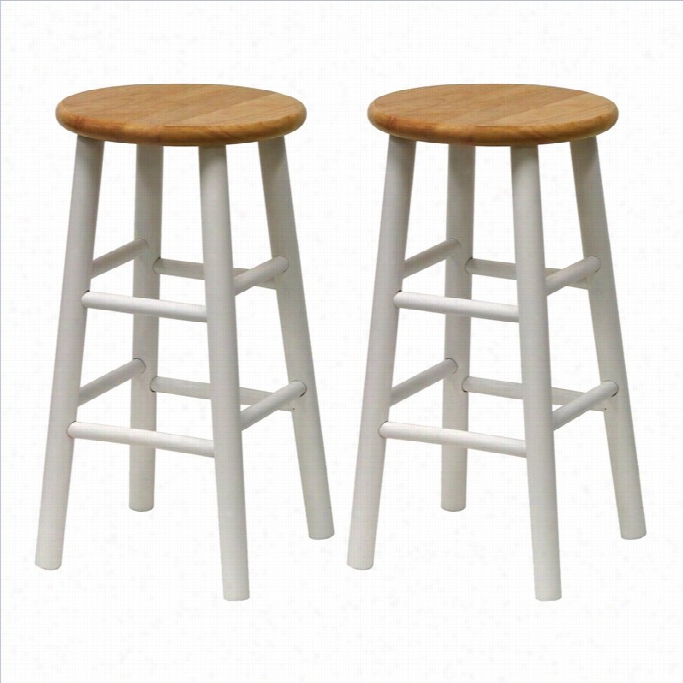 Winsome Basics 24 Counter Bar Stools I N White And Natural (set Of 2)