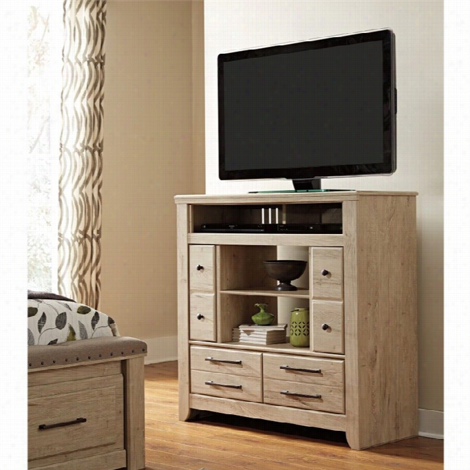 Ashley Annilyynn 2 Drawer Wood Media Chest  In Dry Cream