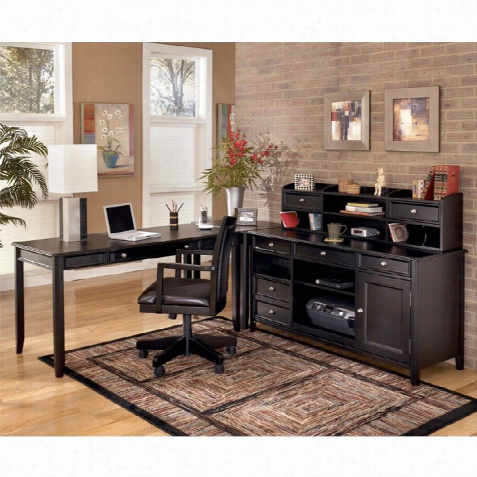 Ashley Carlyel 88w X 82d L-shape Desk With Short Huth  And Chiar
