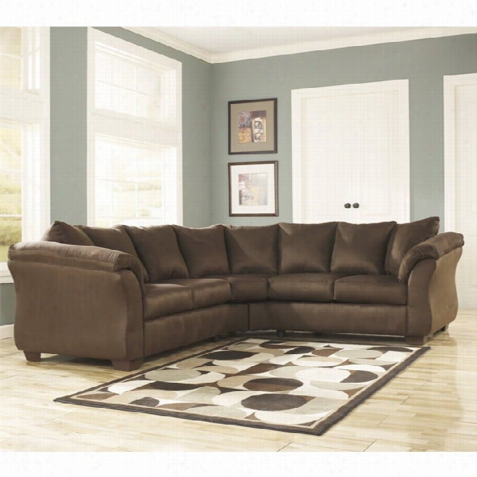 Ashleey Darcy 2 Piece Fabric Corner Sectionnal In Cafe