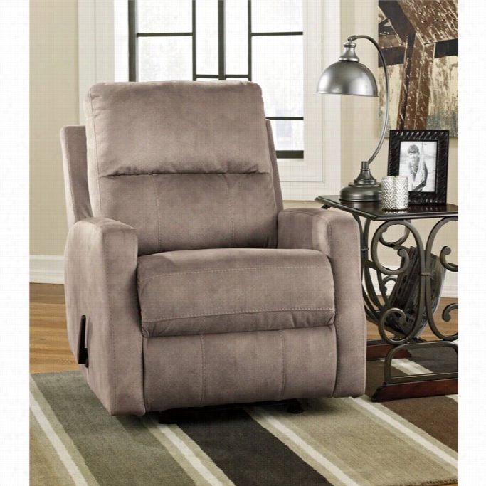 Ashley Karrabin Fabric Glider Recliner In Pecan