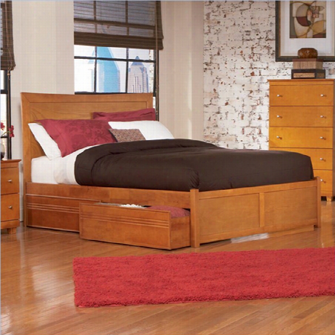 Atlantic Furniture Miami Platform Bed Attending Roller In Caramel Latte