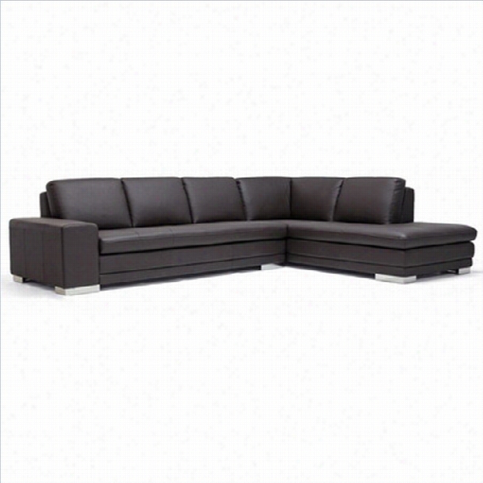 Baxton Studio Callidora Leather Sectional Sofa In Dark Brown