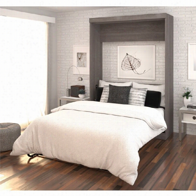 Besar Nebula Full Wall Bed In Bark Grey And White