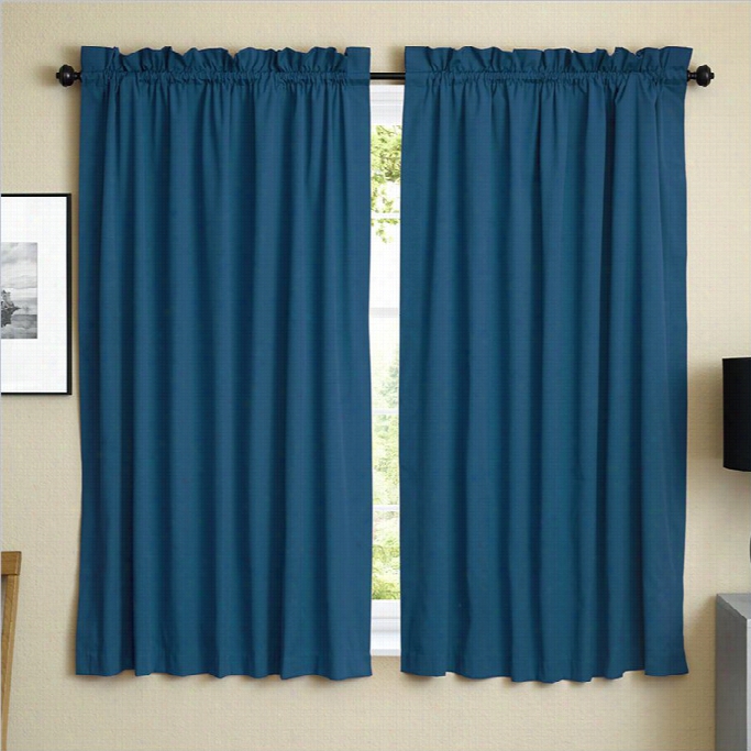 Blazing Needles Twill Curtain Panels In Indigo (set Of 2)