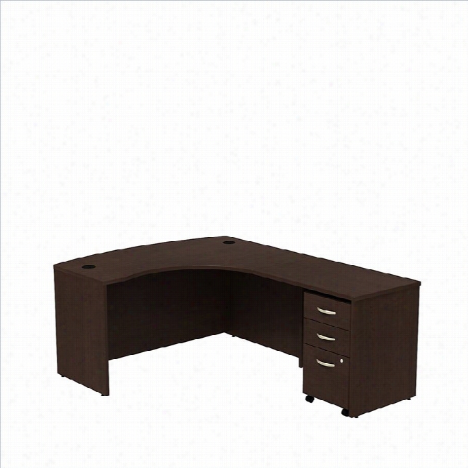 Bush Bbf Series C 60 Right 3 Drawer L-shaped Desk In Mocha Cherry