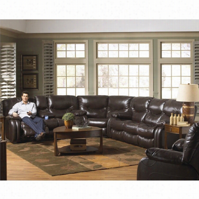 Catnapperr Ralington Leaher Reclining Sectional In Mahogany