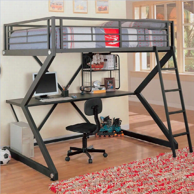 Coaster Bunks Workstation Full Loft Ebd In Black Matted Finish