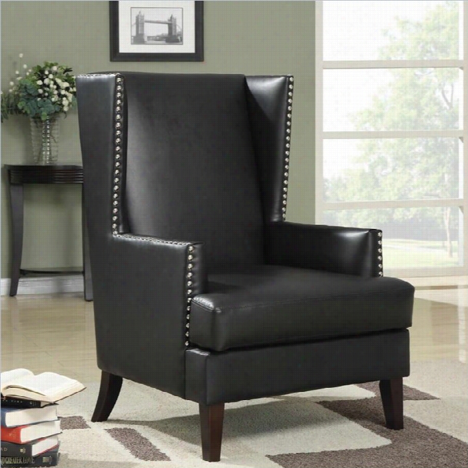 Coaster Faux Lleather  Acecnt Chair In Blcak