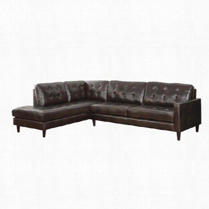 Cosater Leather Angle Faux Leathersectional In Chocolate