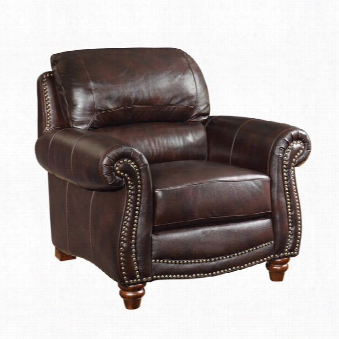 Coaster Lockhzrt Leather Accentt Chair In  Burugndy Brown