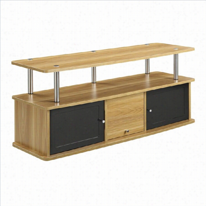 Convenience Concepts Designs2go 47 Tv Stand With 3 Cabinets In Liggt O Ak