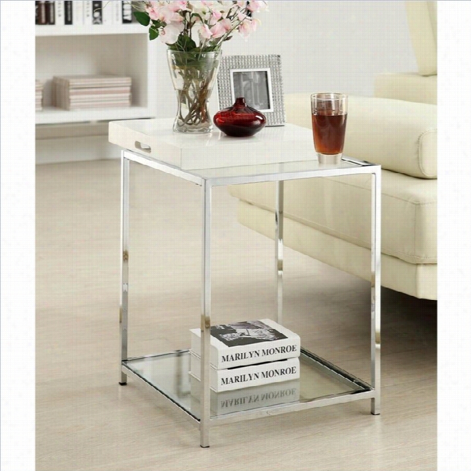 Conveniencce  Concepts Palm Beach Glass End Table In Pale