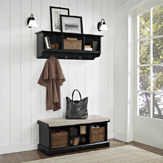 Crosley Brennan 2 Piece Entryway Bench And Shel Set  In Black