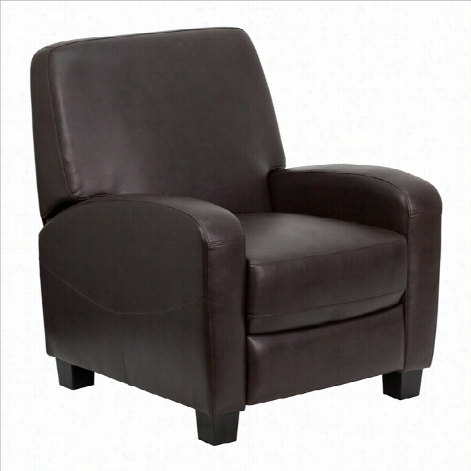 Falsh Furniture Leatehr Push Ba Ck Recliner N Brown