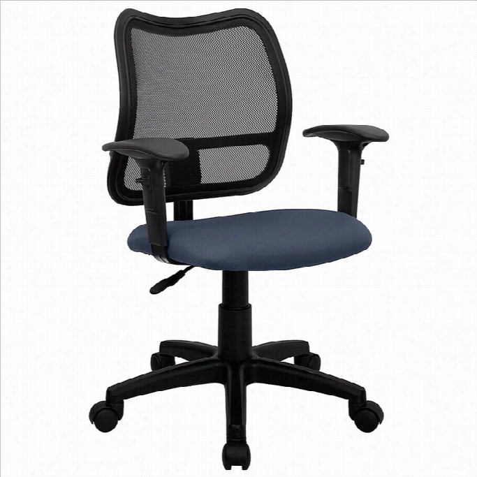 Flas Furniture Mid Back Mesh Task Office Chair  In Navy Blue