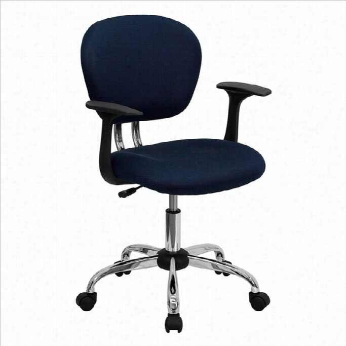 Flash Furniture Mid-back  Mesh Task Office Chair Wiht Arms In Navy