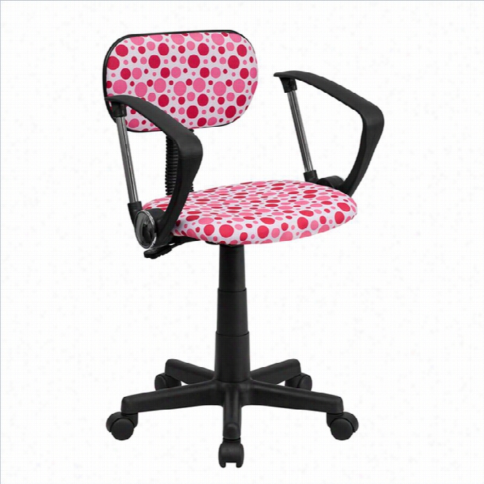 Flash Furniture Minnow Dot Printed Computer Ooffice Chairr With Arms Im White