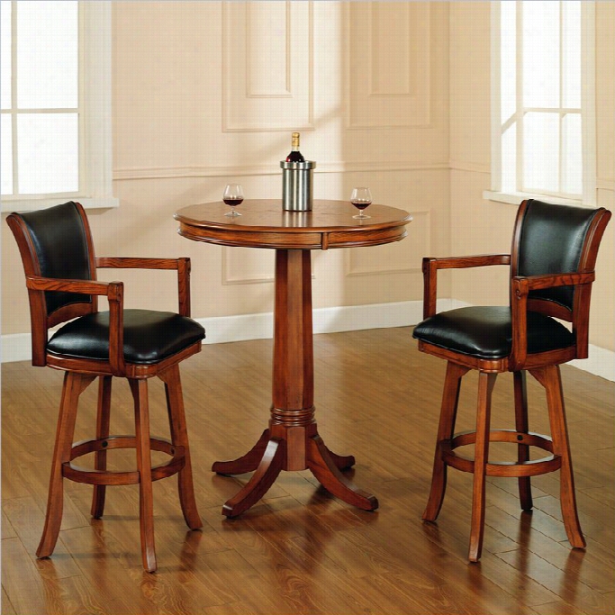 Hillsdale Park Vie A 3 Piece Pub Table With Stools In Medium Brown Oak