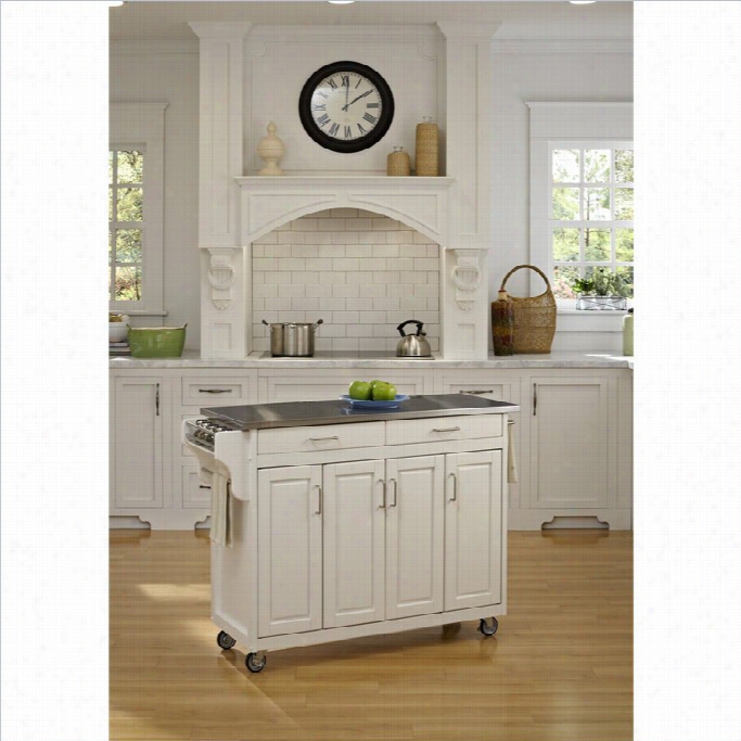 Home Styles Create-a-cart 49 Incb Stainpess Top Kitchen Cart In Wwhite