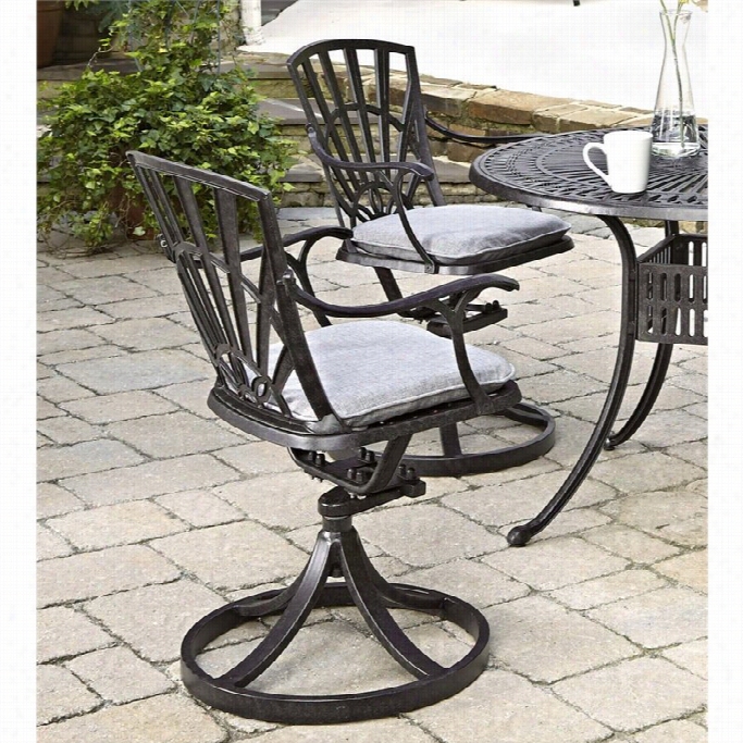 Home Styles Largo Outdoor Swivel Chair With Cushion In Cahrcoal