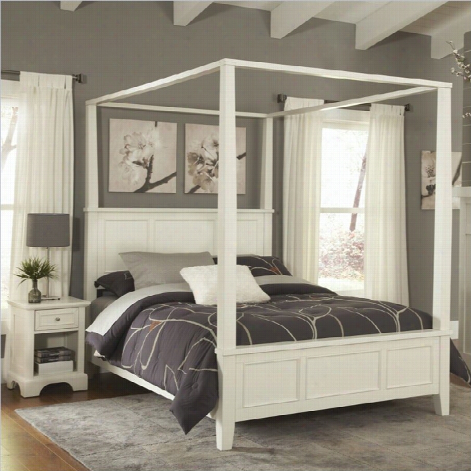Home Styles Naples Canopy Bed In White-queen