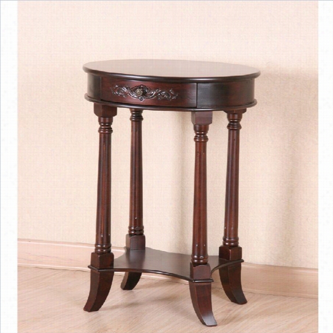 International Caravan Windsor One Drawer Oval Table In Dual Walnut Stain