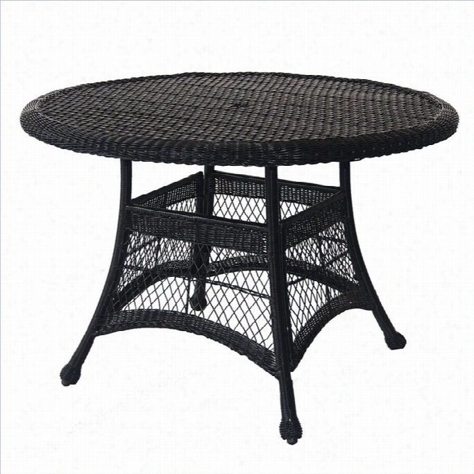 Jeco Wicker 44 Round Dinnig Table In Espresso