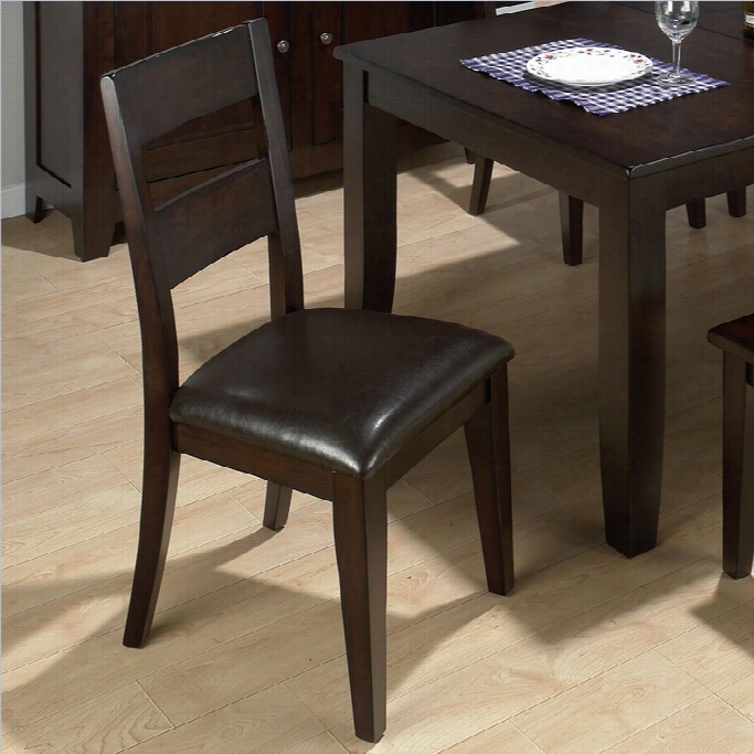 Jofran Conventional Height 1 Rung Ladderback Vinyl Dining Chair In Adrk Finish (set Of 2)