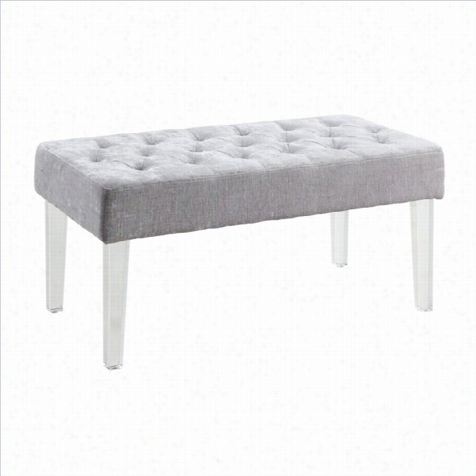 Linon Ella Acrylic Leg Platinum Bench In Clear