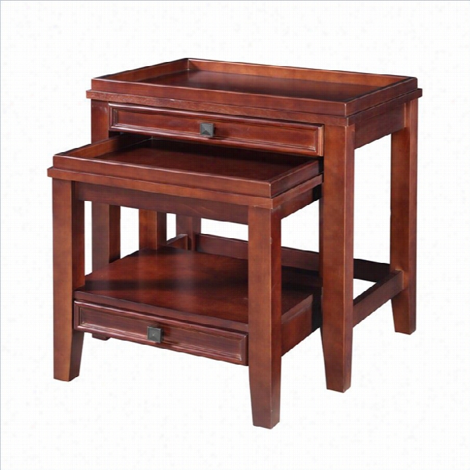 Linon Wande R Nesting Tables In Cherry Finish (2 Ppieces)