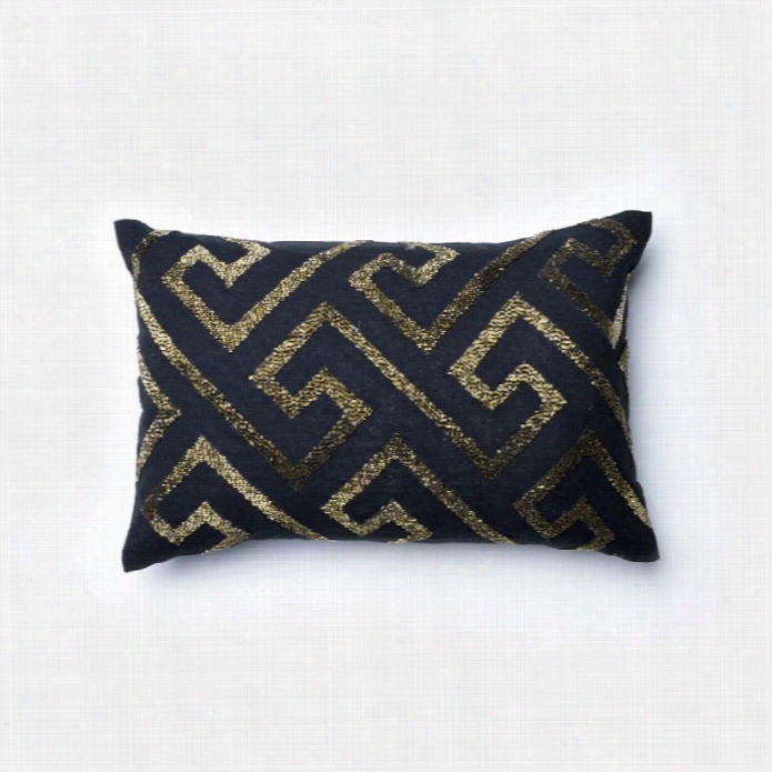 Loloi 1'1 X 1'9 Cotton Dwwn Piklow In Black And Gold