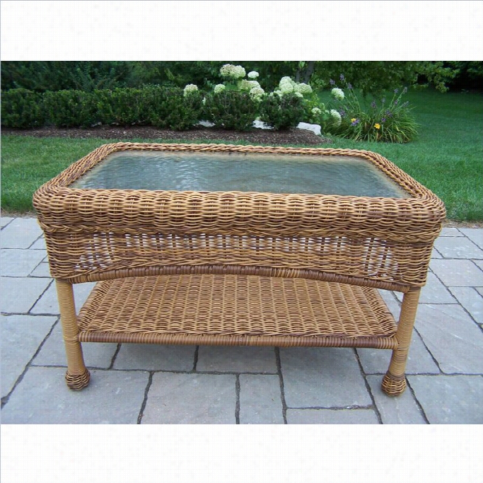 Oaakland Living Resin Wicker Coffee Tablle In Natural