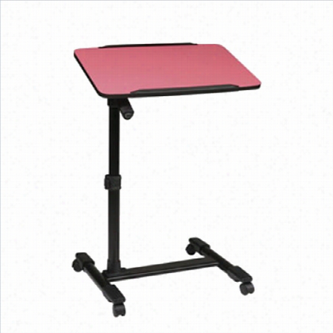 Office Star Adjustable Top Mobile Laptop Cart In Pink