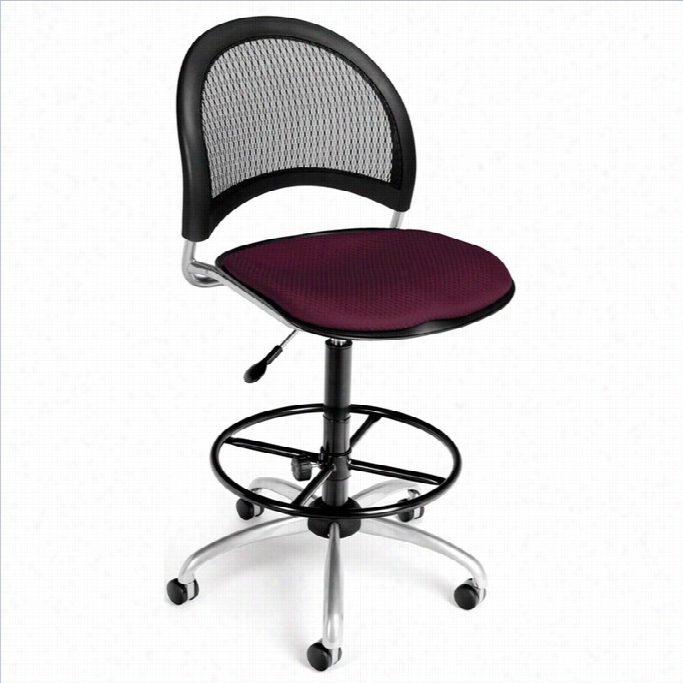 Ofm Moon Swivel Draftting Chair With Drafting Kit In Burgundy