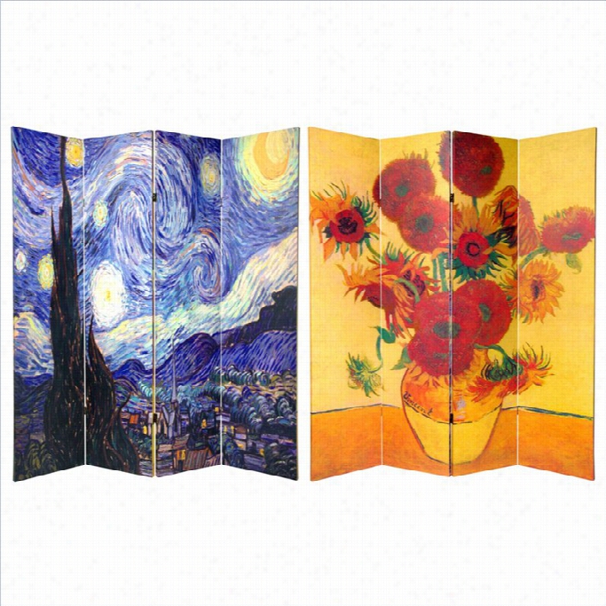 Oriental Double Sided Canvas Room Distributer With 4 Panel