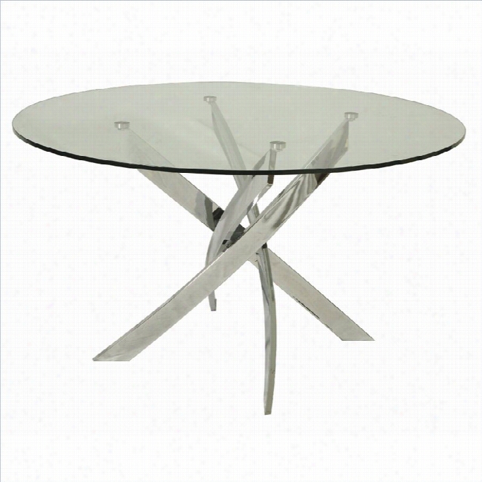 Pastel Furniture Ffahhrenheit Round Glass Top Dining Table In Chrome