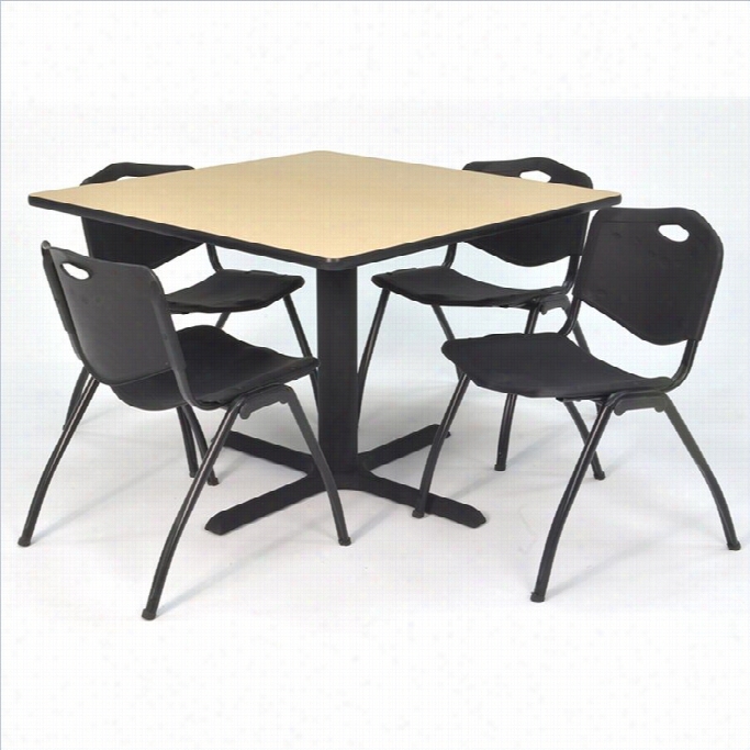 Regency Regulate Table With 4 M Stack Chairs In Beige And Black