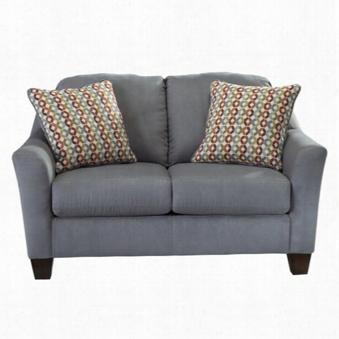 Signature Design By Ashley Furnitrue Hannin Loveseat In  Lagoon