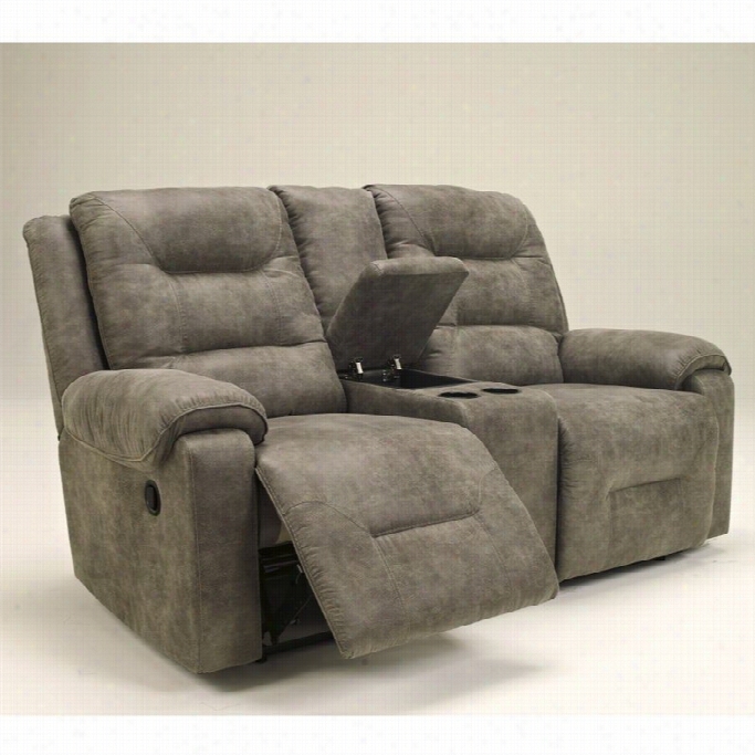 Signature De Sign By Ashley Furnitufe Rotation Double Microfiber Power Reclining Loveseat In Smoke