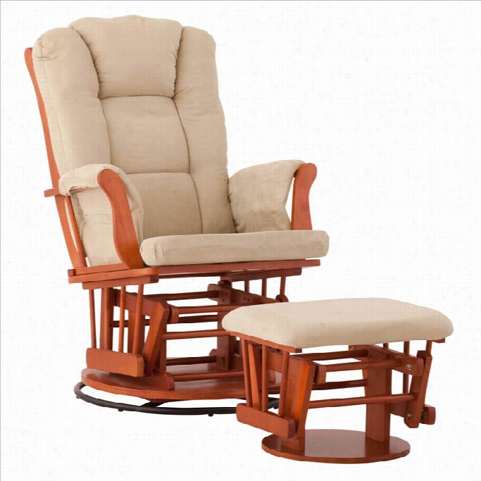 Standing Furniture Milano Swivel Glider With Otom An - Cognac With Sage Cushions