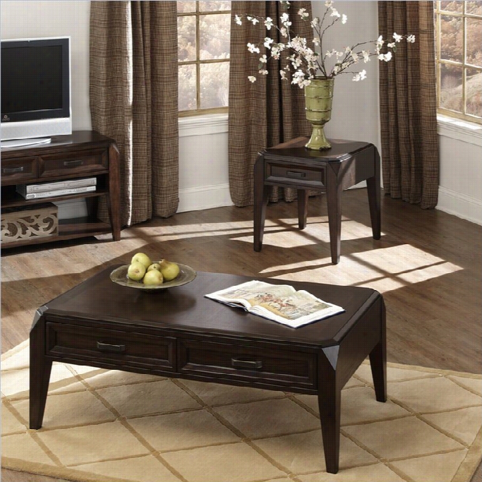 Steve Silver Compayn Wellington 3 Piece Coffee Table Set In Dark Chrery