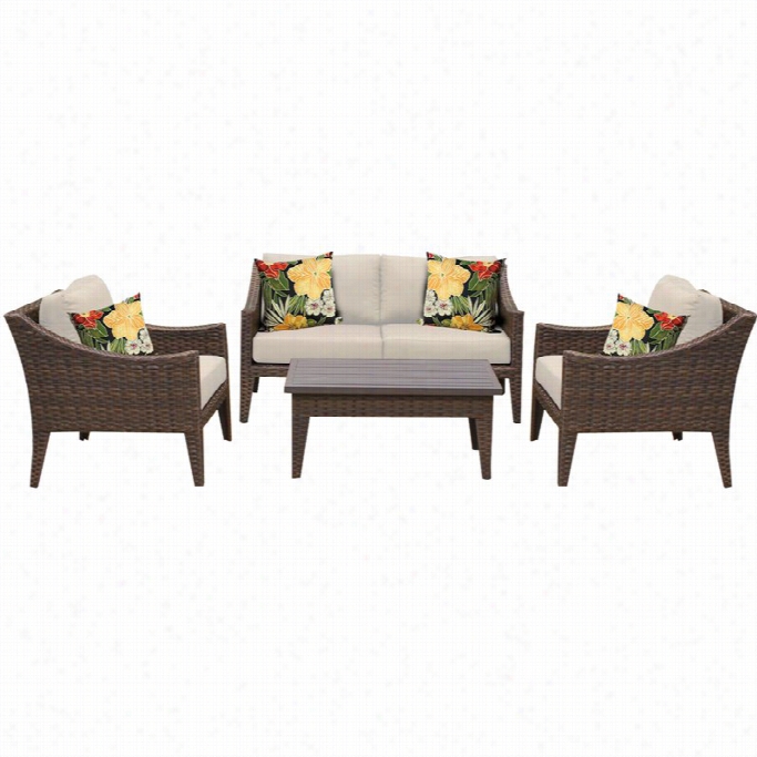 Tkc Manhattan 5 Pece Outdoor Wicker Sofa Set In Beige