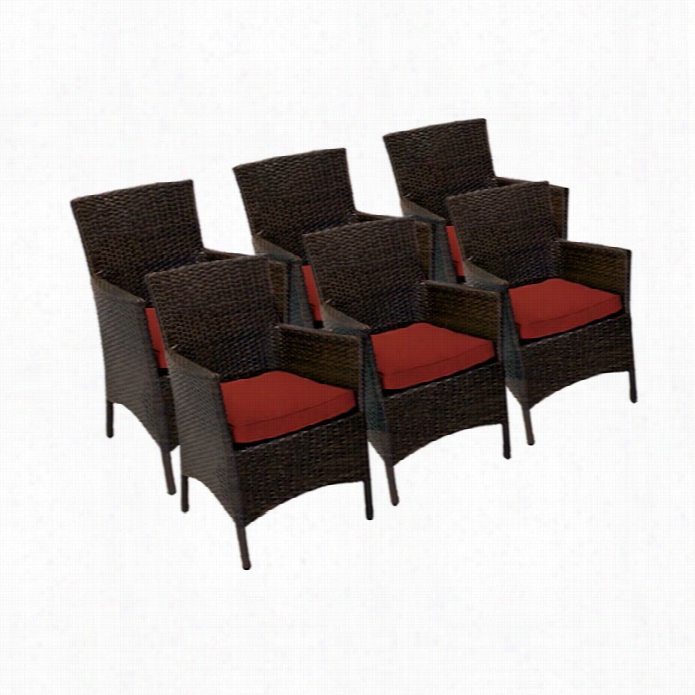 Tkc Sonoma Wicker Patio Arm Dining Chairs In Terracotta (set Of 6)