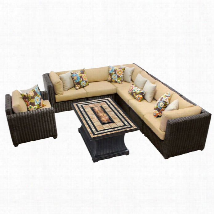 Tkc Venice 8 Piece Outdoor Wicker Sofa Set In Sesame