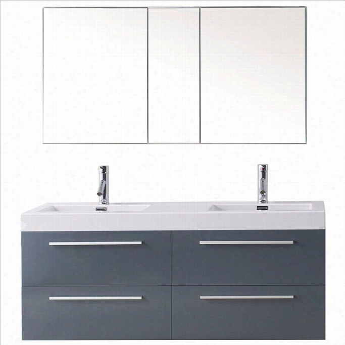 Virt Usa Finley 54 Polymarble  Ddouble Bathroom Vanity Abinet Set In Gray