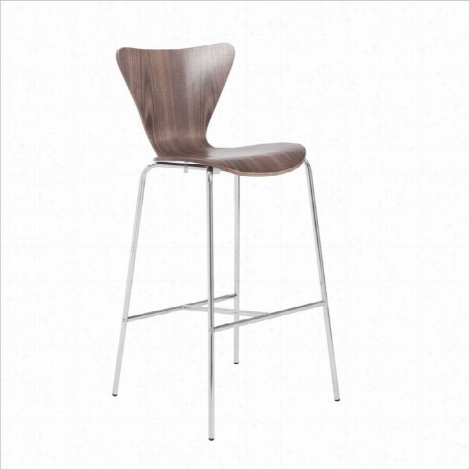 3 0 Woden Counter Stool In Walnut And Chrome